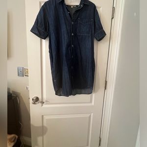 WORN ONCE: AMO Military Shirt Dress Dark Wash